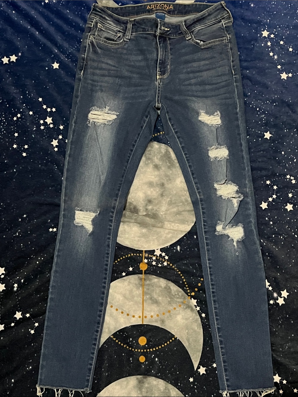 Arizona Jean Company Dark Blue Distressed Skinny Jeans